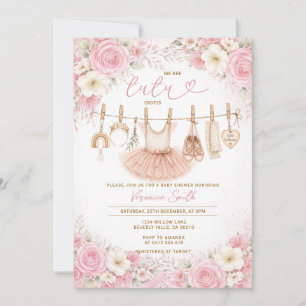 Ballerina Tutu Strik Roze Lint Baby Shower Kaart