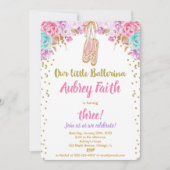 Ballerina tutu verjaardag uitnodiging roze goud bl (Voorkant)