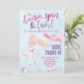  Ballerina Verjaardagsfeest Uitnodiging (Staand voorkant)