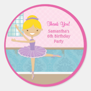 Ballerina Verjaardagsfeestje Favor Stickers