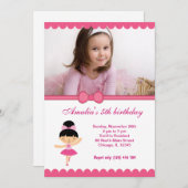 Ballerina Verjaardagsmeisje Kaart (Voorkant / Achterkant)