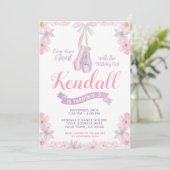 Ballerina verjaardagsuitnodiging, balletfeest kaart (Staand voorkant)