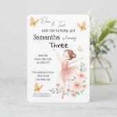 Ballerina verjaardagsuitnodiging - Pink Ballet Par Kaart (Staand voorkant)