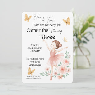 Ballerina verjaardagsuitnodiging - Pink Ballet Par Kaart