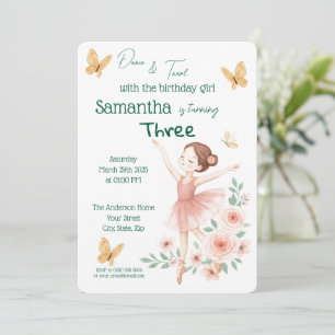 Ballerina verjaardagsuitnodiging - Pink Ballet Par Kaart