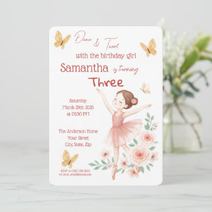 Ballerina verjaardagsuitnodiging - Pink Ballet Par Kaart
