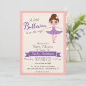 Ballerina violette, Invitation Baby shower fille (Debout devant)