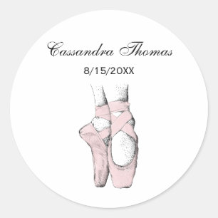 Ballerina Voeten op Punt #1 Lt Roze Ronde Sticker