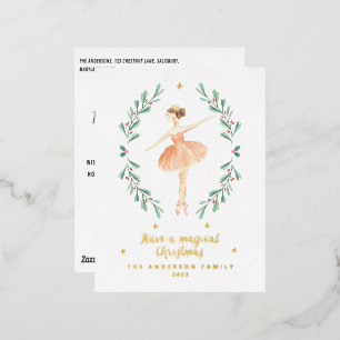 ballerina waterverf botanisch schattig folie feestdagen briefkaart