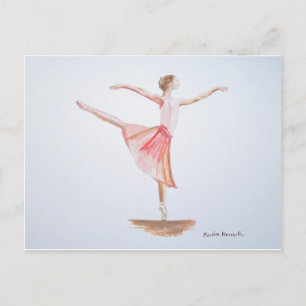 Ballerina waterverf danseres waterverf giro briefkaart