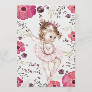 Ballerina Waterverf Glitter Poppies Baby shower Kaart