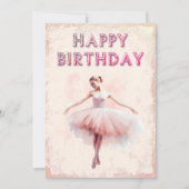 Ballerina Waterverf Happy Birthday Feestdagenkaart (Voorkant)