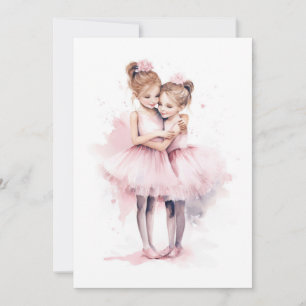 Ballerina Zusters Knuffel Dans Roze Tutu Omhelzing Kaart