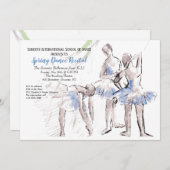 Ballerinas Dancing School Considérant Invitation (Devant / Derrière)