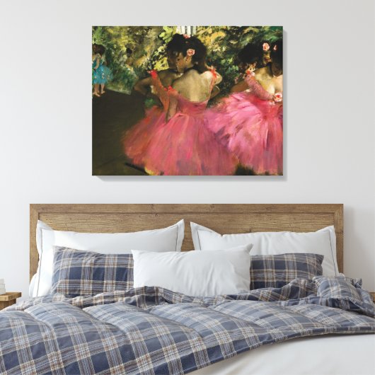 Ballerinas in Roze door Edgar Degas Canvas Afdruk (Insitu (Slaapkamer))