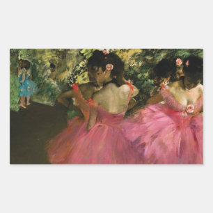Ballerinas in Roze door Edgar Degas Rechthoekige Sticker