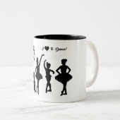 Ballerina's mok met twee tonnen koffie. (Voorkant rechts)