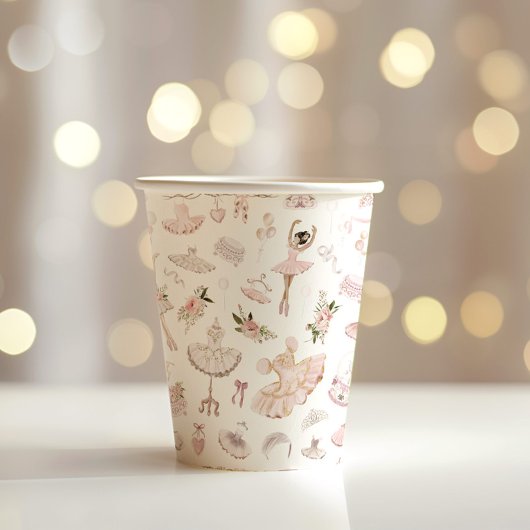 Ballerinas waterverf blush roze verjaardagsfeestje papieren bekers
