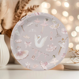 Ballerinas waterverf blush roze verjaardagsfeestje papieren bordje
