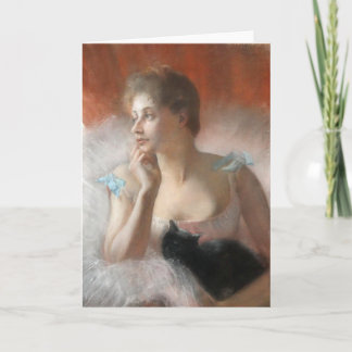 Ballerine avec un chat Pierre Carrier-Belleuse Kaart