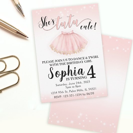 Ballerine de ballerine tutu rose invitation annive