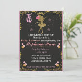 Ballérine dorée sur invitation pour Baby shower (Debout devant)