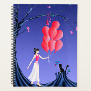 Ballerine mignonne et ciel nocturne avec chat