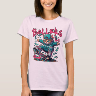 Ballers Rich Cat – Geld Skate Streetwear Design T-shirt