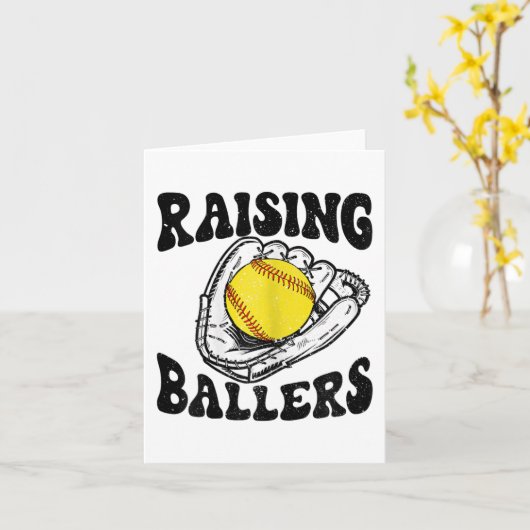 Ballers Softbal Moeder Honkbal Moeder Moederdag Gi Kaart (Gele Bloem)