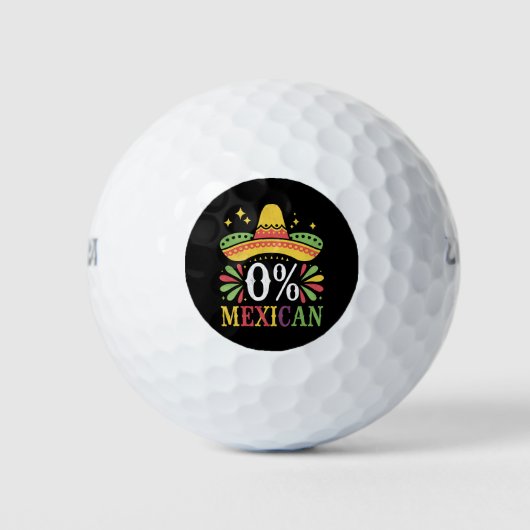 Balles De Golf 0% Mexicain Zéro% Drôle Cinco De Mayo (Devant)