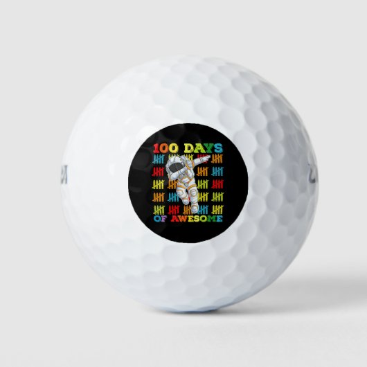 Balles De Golf 100 Jours D'Astronaute 100e Jour De L'École (Devant)