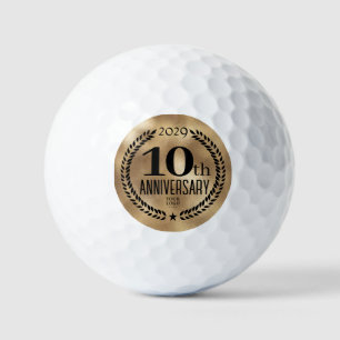Balles De Golf 10e anniversaire de l'entreprise Logo Gold