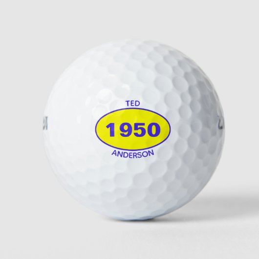 Balles De Golf 1950 Modifiable 70e anniversaire Jaune Personnalis (Devant)