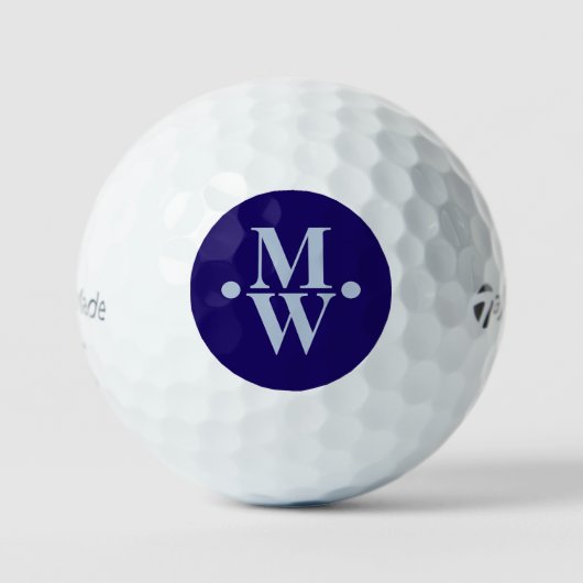 Balles De Golf 2-bleus-initiaux Monogrammes verticaux Modernes (Recto)