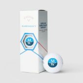 Balles De Golf 2 initiales Monogramme vertical Moderne 2 tons ble (Conditionnement)