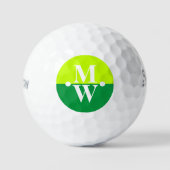 Balles De Golf 2 initiales Monogramme vertical Moderne vert 2 ton (Recto)