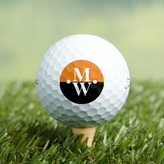 Balles De Golf 2 initiales Monogramme vertical Orange moderne/noi (T-shirt Insitu)