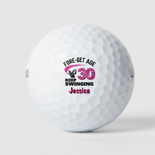 Balles De Golf 30e anniversaire personnalisé - Rose Fore-get Age (Devant)