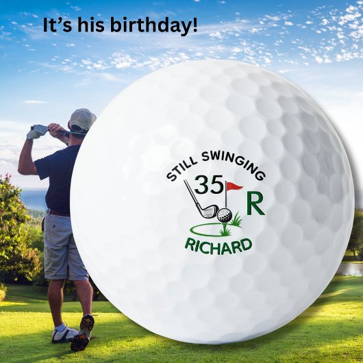 Balles De Golf 35e Anniversaire Nom Monogramme Hommes