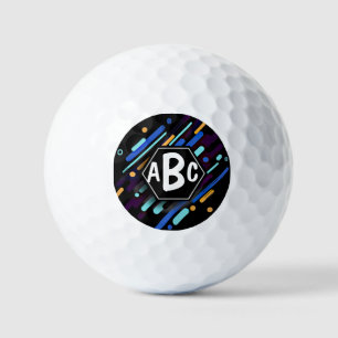 Balles De Golf 3 Lettre initiale Monogramme Cadre noir Peinture b