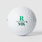 Balles De Golf 3 lettres initiales en vert monogramme (Devant)
