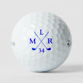 Balles De Golf 3 Lettres initiales Monogramme bleu personnalisé (Recto)