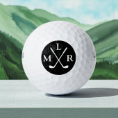 Balles De Golf 3-Lettres initiales Monogramme noir et blanc