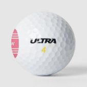Balles de golf 3 monogramme à rayures roses person (Logo)