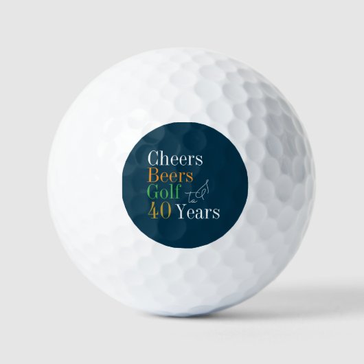 Balles De Golf 40e Anniversaire Golf Cheers Beers Green (Recto)