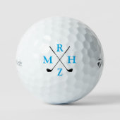 Balles De Golf 4 Initiales ou Nom de Quatre Lettres Bleu (Recto)