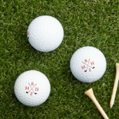 Balles De Golf 4 Red Initials Monogram with Golf-Clubs (Herbe in situ)