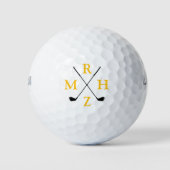 Balles De Golf 4 Yellow Initials Monogram with Golf-Clubs (Devant)