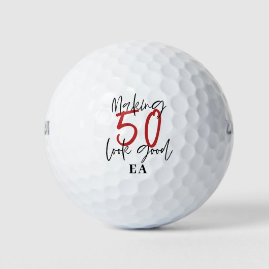Balles De Golf 50e anniversaire initiales cadeau de faveur person (Devant)