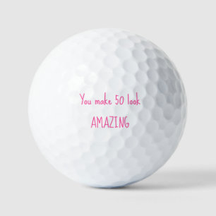 Balles De Golf 50e anniversaire Lady Golfer Pink Nom élégant